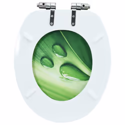 vidaXL WC Toilet Seat with Soft Close Lid MDF Green Water Drop Design Bathroom - Additional view 6
