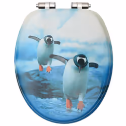 vidaXL WC Toilet Seat with Soft Close Lid MDF Penguin Design Quick Release - Additional view 5