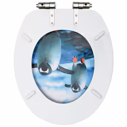 vidaXL WC Toilet Seat with Soft Close Lid MDF Penguin Design Quick Release - Additional view 6