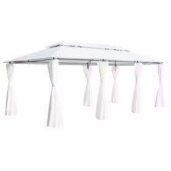 vidaXL Gazebo with Curtains White 180g/m² Canopy Shelter Tent Garden Marquee