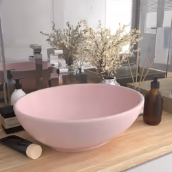 vidaXL Luxury Basin Oval-shaped Matt Pink Ceramic Washroom Vanity Stone Sink