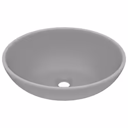vidaXL Luxury Basin Oval-shaped Matt Light Grey Ceramic Bathroom Vanity Sink