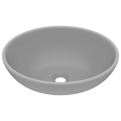 vidaXL Luxury Basin Oval-shaped Matt Light Grey Ceramic Bathroom Vanity Sink
