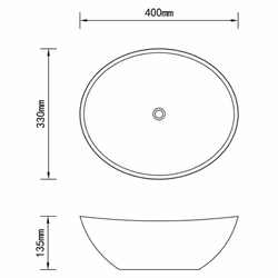 vidaXL Luxury Basin Oval-shaped Matt Light Grey Ceramic Bathroom Vanity Sink - Additional view 5