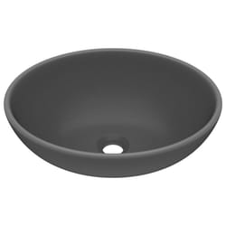 vidaXL Luxury Basin Oval-shaped Matt Dark Grey Ceramic Bathroom Vanity Sink