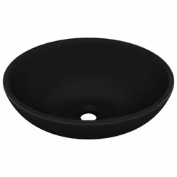 vidaXL Luxury Basin Oval-shaped Matt Black Ceramic Washroom Vanity Stone Sink