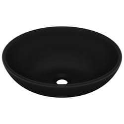 vidaXL Luxury Basin Oval-shaped Matt Black Ceramic Washroom Vanity Stone Sink