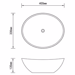vidaXL Luxury Basin Oval-shaped Matt Black Ceramic Washroom Vanity Stone Sink - Additional view 5