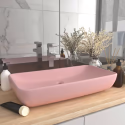 vidaXL Luxury Basin Rectangular Matt Pink Ceramic Counter Top Vanity Wash Sink