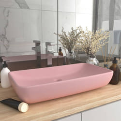 vidaXL Luxury Basin Rectangular Matt Pink Ceramic Counter Top Vanity Wash Sink