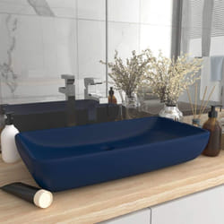 vidaXL Luxury Basin Rectangular Matt Dark Blue Ceramic Counter Top Wash Sink