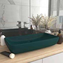 vidaXL Luxury Basin Rectangular Matt Dark Green Ceramic Counter Top Wash Sink