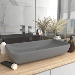 vidaXL Luxury Basin Rectangular Matt Light Grey Ceramic Counter Top Wash Sink
