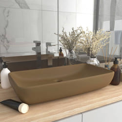 vidaXL Luxury Basin Rectangular Matt Cream Ceramic Counter Top Vanity Sink