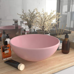 vidaXL Luxury Bathroom Basin Round Matt Pink Ceramic Counter Top Wash Sink
