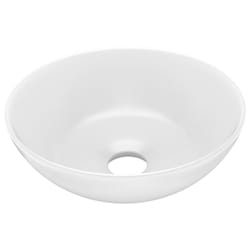 vidaXL Bathroom Sink Ceramic Matt White Round Cloakroom Counter Top Wash Basin