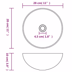 vidaXL Bathroom Sink Ceramic Light Blue Round Cloakroom Counter Top Wash Basin - Additional view 4