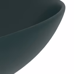 vidaXL Bathroom Sink Ceramic Dark Green Round Cloakroom Counter Top Wash Basin - Additional view 4