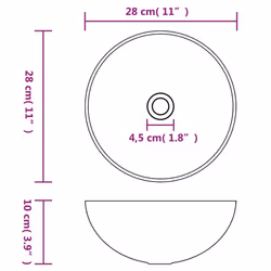 vidaXL Bathroom Sink Ceramic Dark Green Round Cloakroom Counter Top Wash Basin - Additional view 5