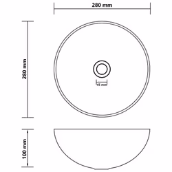 vidaXL Bathroom Sink Ceramic Light Grey Round Cloakroom Counter Top Wash Basin - Additional view 4