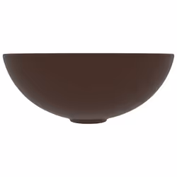 vidaXL Bathroom Sink Ceramic Dark Brown Round Plumbing Fixture Vessel Basin - Additional view 2