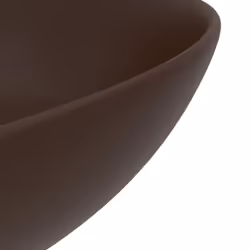 vidaXL Bathroom Sink Ceramic Dark Brown Round Plumbing Fixture Vessel Basin - Additional view 4