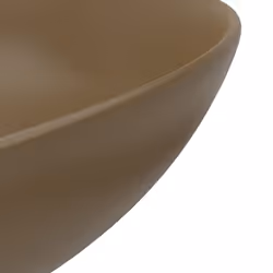 vidaXL Bathroom Sink Ceramic Matt Cream Round Cloakroom Counter Top Wash Basin - Additional view 4