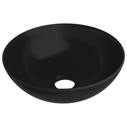 vidaXL Bathroom Sink Ceramic Matt Black Round Cloakroom Counter Top Wash Basin