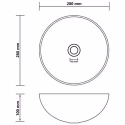 vidaXL Bathroom Sink Ceramic Matt Black Round Cloakroom Counter Top Wash Basin