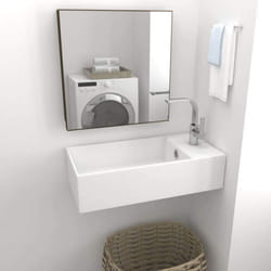 vidaXL Bathroom Sink with Overflow Ceramic Matt White Vanity Washroom Basin