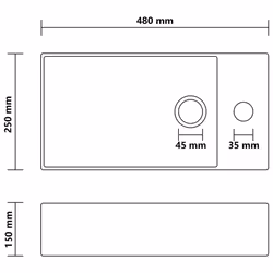 vidaXL Bathroom Sink with Overflow Ceramic Matt White Vanity Washroom Basin - Additional view 7