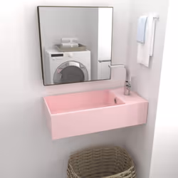 vidaXL Bathroom Sink with Overflow Ceramic Matt Pink Washroom Vanity Basin