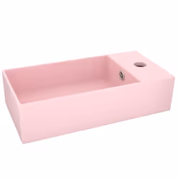 vidaXL Bathroom Sink with Overflow Ceramic Matt Pink Washroom Vanity Basin