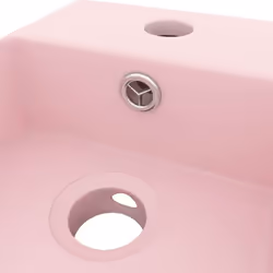 vidaXL Bathroom Sink with Overflow Ceramic Matt Pink Washroom Vanity Basin - Additional view 6