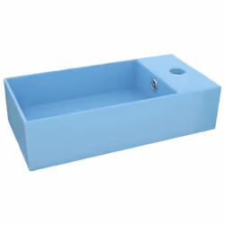 vidaXL Bathroom Sink with Overflow Ceramic Light Blue Washroom Vanity Basin - Additional view 2