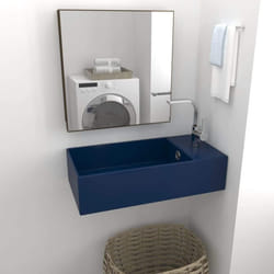 vidaXL Bathroom Sink with Overflow Ceramic Dark Blue Washroom Vanity Basin