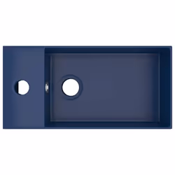 vidaXL Bathroom Sink with Overflow Ceramic Dark Blue Washroom Vanity Basin - Additional view 3