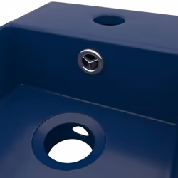 vidaXL Bathroom Sink with Overflow Ceramic Dark Blue Washroom Vanity Basin - Additional view 5
