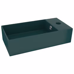 vidaXL Bathroom Sink with Overflow Ceramic Dark Green Washroom Vanity Basin - Additional view 2