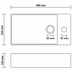 vidaXL Bathroom Sink with Overflow Ceramic Dark Green Washroom Vanity Basin - Additional view 7