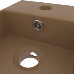 vidaXL Bathroom Sink with Overflow Ceramic Matt Cream Washroom Vanity Basin - Additional view 5