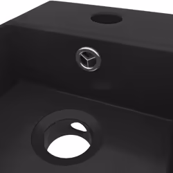 vidaXL Bathroom Sink with Overflow Ceramic Matt Black Washroom Vanity Basin - Additional view 5