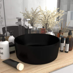 vidaXL Luxury Wash Basin Round Matt Black Ceramic Above Counter Sink Furniture