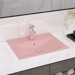 vidaXL Luxury Basin with Faucet Hole Matt Pink Ceramic Washroom Vanity Sink