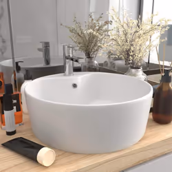 vidaXL Luxury Wash Basin with Overflow Matt White Ceramic Bathroom Vanity Sink