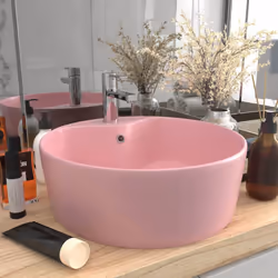 vidaXL Luxury Wash Basin with Overflow Matt Pink Ceramic Bathroom Vanity Sink