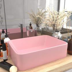 vidaXL Luxury Wash Basin Matt Pink Ceramic Bathroom Sink Plumbing Fixture