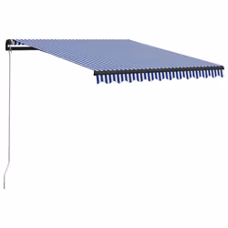 vidaXL Manual Retractable Awning with LED 300x250cm Blue and White Canopy