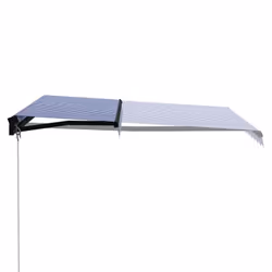 vidaXL Manual Retractable Awning with LED 300x250cm Blue and White Canopy