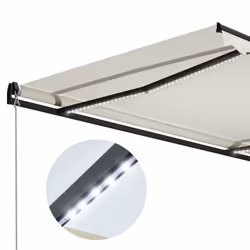 vidaXL Manual Retractable Awning with LED 300x250cm Cream Sun Shelter Canopy - Additional view 2